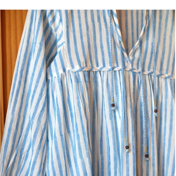 Emerson Fry India Collection Blue/White Stripe Heirloom Dress. Size XS/S. - Picture 5 of 9